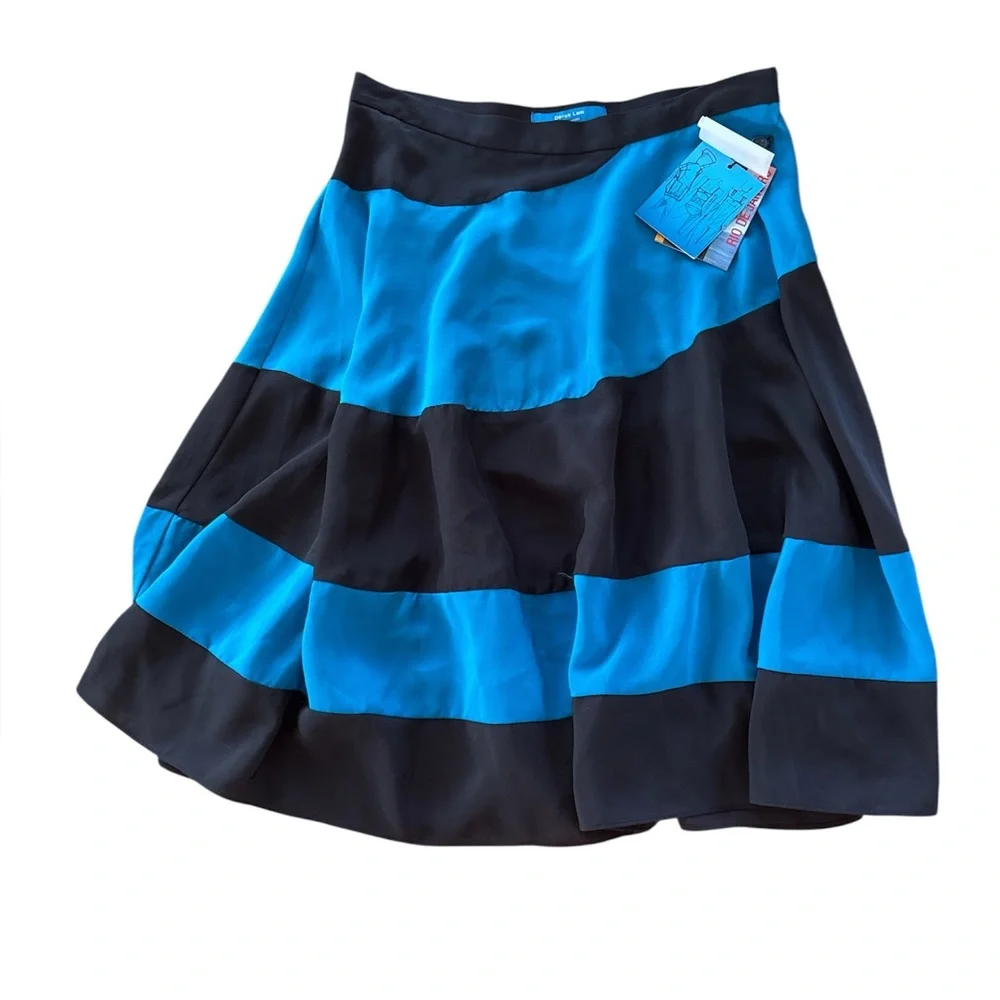 Derek Lam Blue and Black striped A-Line Skirt size 4 nwt